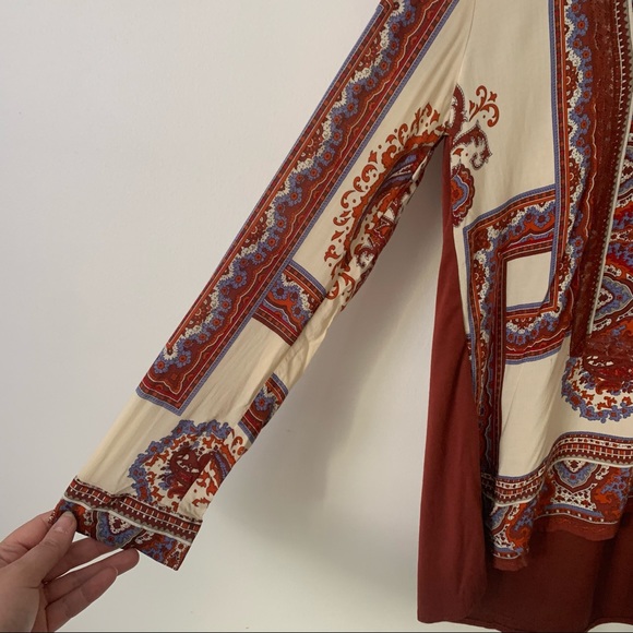 Anthro Tiny | Red Paisley Long Sleeve Blouse - Picture 2 of 9